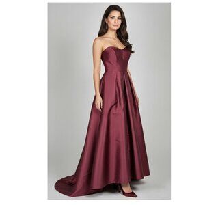 Alfred Sung Burgundy Strapless High/Low Ballgown, Womens Size 6
